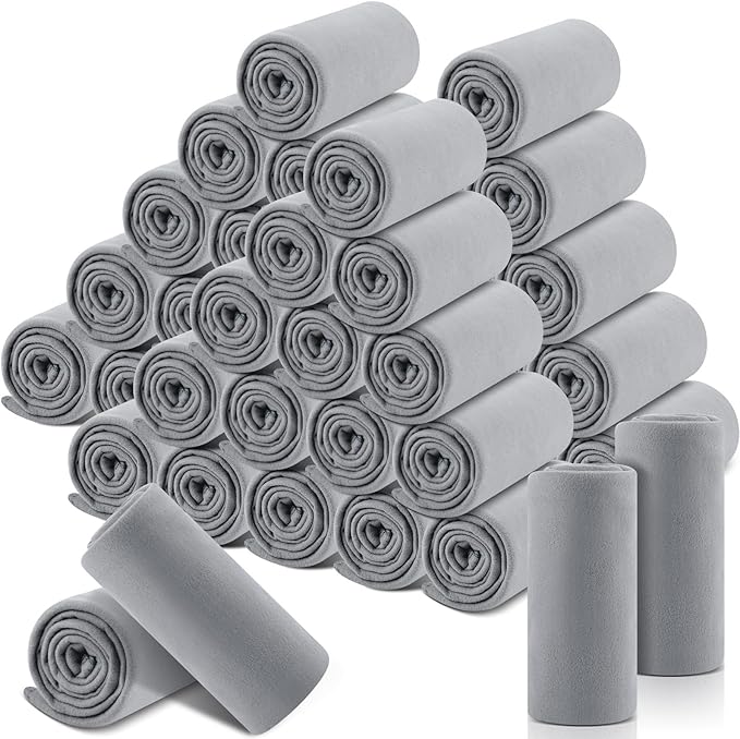 Newwiee 70 Pcs Fleece Throw Blankets Bulk 50'' x 60'' Oeko-tex Standard 100 Certified Spring Outdoor Wedding Guest Blankets Lightweight for Sleepover Donation Lap Pet Sofa Home (Gray)