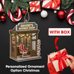 Personalized Barber Shop Christmas Ornament 2025, Flat Acrylic Custom Name Ornament, for Hairdresser, Stylist Keepsake, Hair Salon Tree Decoration