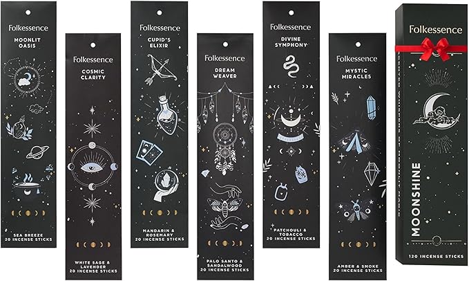 Folkulture Incense Sticks (120 Sticks) | Set of 6 Premium Incense for Cleansing, Aromatherapy, Valentines Day Gifts for Him | No Charcoal, Non Toxic, 45 Mins Palo Santo, Sandalwood Insence-Sticks