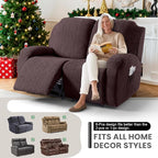 VANSOFY Recliner Loveseat Cover, 6-Pieces Stretch Dual Recliner Sofa Cover Soft Jacquard Reclining Couch Slipcover Furniture Protector with Elastic Bottom for Kid, Pets(2 Seat,Dark Coffee)