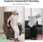MCombo Large Power Lift Recliner Chair for Elderly, Lift Chair with Heat and Massage, 3 Positions, USB Charge Ports, Cup Holders, Fabric 7099 (Large, Coffee)