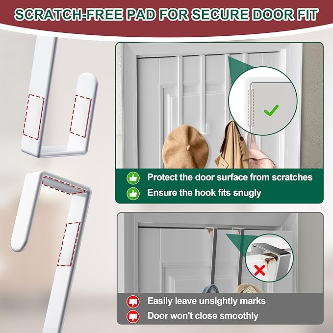 15" Reversible Wreath Hanger for Front Door, Fits Most Doors up to 1-3/4", Heavy Duty Steel Over The Door Hooks Hold up to 80 LBS for Spring & Easter Wreaths, Seasonal Door Decor (White 1 Pack)