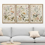 MUDECOR Framed Wall Art Print Set Blooming Wildflowers Illustrations Modern Art Decorative Colorful Chic for Living Room, Bedroom, Office - 16"x24"x3 Natural
