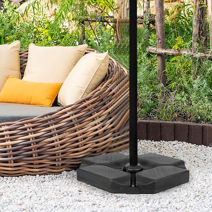 Abba Patio Umbrella Offset Base Stand 4PCS, Cantilever Umbrella, Heavy-Duty Square Stand, Sand Filled for Garden Law Backyard, Scratch-Resistant, 264lbs Capacity, Black