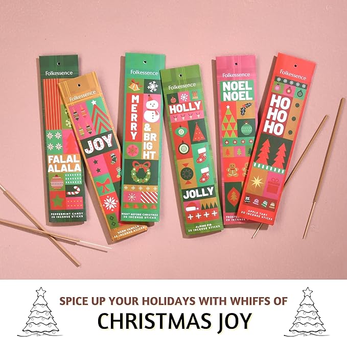 Folkulture Incense Sticks (120 Sticks) | Set of 6 Premium Incense for Meditation, Aromatherapy, Gifts | No Charcoal,Organic, Non Toxic, 45 Mins, Long Burning Peppermint, Apple Tart Insence-Sticks