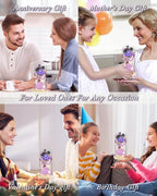HVY Preserved Flower Bouquet Gift for Her,Forever Fresh Flowers for Delivery Prime Preserved Roses in Glass with LED Light Mothers Day Birthday Gifts for Mom,Wife,Grandma, Purple Rose