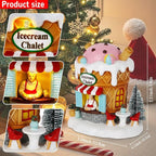 innodept12 Light-Up Gingerbread Village House Christmas Decor – Ice Cream Chalet Collectible Shop Figurine for Indoor Holiday Home Decoration
