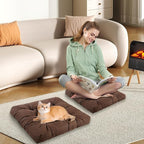 Meditation Floor Cushions, Thickened Floor Pillow for Adults, Large Square Pillows Seat Cushion for Tatami Living Room Yoga, Memory Sponge Block Added, 22x22 Inch, Brown
