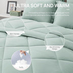 Love's cabin Queen Comforter Set Aqua, 7 Pieces Queen Bed in a Bag, All Season Bedding Sets with 1 Comforter, 1 Flat Sheet, 1 Fitted Sheet, 2 Pillowcase and 2 Pillow Sham