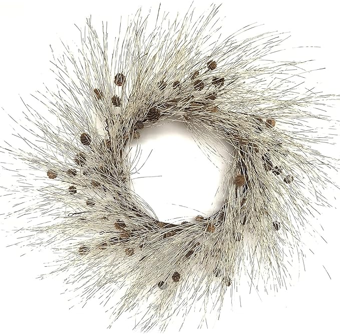 Winter Birch Pinecone Wreath - 26 Inch Winter Front Door Wreath with Pinecone Needle for Front Door or Indoor Home Wall Window Christmas Decor