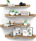 4 Tier Floating Corner Shelves Set of 4, Rustic Pine Wood Floating Corner Wall Shelf for Wall Décor Storage, L Shaped Corner Shelf Wall Mount for Bedroom,Living Room,Bathroom,Kitchen,Carbonized Black.