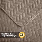 Maple&Stone Quilt Set Twin Size, Brown Lightweight Bedspread Ultrasonic Chevron Pattern Light Coverlet for All Season Comforter Bedding Decor - 2 Piece Twin Bed Cover Sets