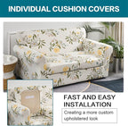 KRFOONN 3 Piece Stretch Sofa Couch Covers for 2 Cushion Couches Printed Sofa Loveseat Slipcover with 2 Separate Seat Cushion Covers Washable Sofa Slip Covers Furniture Protector (Loveseat, 24), Medium