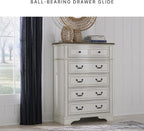 Signature Design by Ashley Blendon Traditional 5-Drawer Chest of Drawers with Safety Stop, White & Dark Brown
