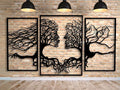 VAILLA Wood Wall Art Decor Wall Hanging Sculpture Modern Home Decoration 3 Panels Nature Wall Hangings Large Wooden Wall Arr 3D Textured Sculptures for Living Room Bedroom Office Dinnig Room (Faces 1)