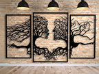 VAILLA Wood Wall Art Decor Wall Hanging Sculpture Modern Home Decoration 3 Panels Nature Wall Hangings Large Wooden Wall Arr 3D Textured Sculptures for Living Room Bedroom Office Dinnig Room (Faces 1)