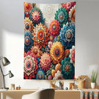 Ambesonne Flower Tapestry, Contemporary Wild Floral with Delicate Oriental Feel Petals Boho Hippie, Fabric Wall Hanging Decor for Bedroom Living Room Dorm, 30" X 45", Vermilion Teal Sea Blue