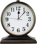 Silent Desk Clock - European Style Retro Clock with 10 Inch Dial, Easy to Read for Living Room or Bedroom