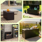 Outdoor Storage Box,260 Gallon Deck Box Outdoor Storage Bench Outside Waterproof Resin Storage Bench, Lockable Patio Cushions, Garden Tools Storage For Furniture, UV Resistant