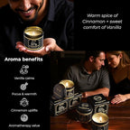 Vanilla Candle with Cinnamon Strong Scented Soy Candel Clean Non Toxic Velas Aromáticas for Women Gift for Fall Christmas Holidays Pack of 3 5Oz Decorative Tin Jars with Lids