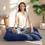 35" Washable Floor Pillow Cushion for Adults, Meditation Cushion Pillow, Extra Large Square Floor Sitting, Removable Tufted Corduroy Cover, for Tatami Living Room or Yoga, Navy, Machine Washable
