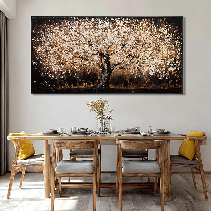 NBAODAN Large Wall Art Black and Gold Pictures Wall Decor Landscape Tree Posters Neutral Art Canvas Prints Paintings for Living Room Home Hotel 29"x 58"