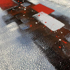 MyArton Textured 3D Oil Painting on Canvas Thick Linen Artwork Modern Abstract Art for Wall Decor Red Gray Painting Picture for Home Decoration