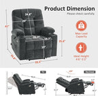 MCombo Power Lift Recliner Chair for Elderly, Electric Lift Chair with Extended Footrest, USB Ports, Cup Holders, Fabric 7281 (Dark Gray, Small)