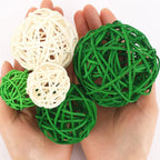 SANNIX 16 Pcs St Patricks Day Vase Filler Wicker Rattan Orbs Decorative Balls for Bowls, St. Patrick's Day Green Rattan Balls Decor for Green Spring Home Decorations