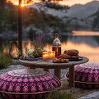 Codi Meditation Floor Pillow Set of 2, Round Large Pillows Seating for Adults, Bohemian Mandala Circle Cushion for Outdoor Fireplace Yoga Living Room, 32 Inch, Memory Foam Added, Purple Orchid New