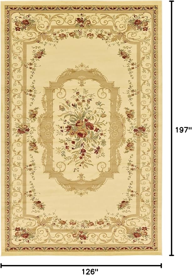 Rugs.com Chateau Collection Rug – 10' x 16' Cream Medium Rug Perfect for Living Rooms, Large Dining Rooms, Open Floorplans