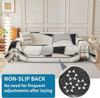 HAOMAIJIA Non Slip Couch Cover Sofa Covers for 2 Cushion Couch Washable sectional Couch Covers for Dogs pet Furniture Protector Couch Cover Blanket for Living Room (Black-Cream, 71"x118")