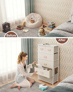 Crestlive Products Dresser for Bedroom Tall Skinny Dresser Storage Tower - Sturdy Steel Frame, Wood Top, Fabric Bins, Wood Handles - Organizer Unit for Entryway, Hallway, Closets - 6 Drawers (Beige)
