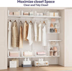 SWTYMIKI Hanging Closet Organizer Storage - 3 Tier Metal Stackable Hanging Closet Shelves with Dividers and S Hooks, Foldable Clothes Shelves for Clothes, Pants, Shoes, Coat, Hats Clutches Accessories