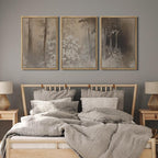 MUDECOR Framed Wall Art Print Set Neutral Forest Landscape Beige and Gray Watercolor Illustrations Realism Decorative for Living Room, Bedroom, Office - 24"x36"x3 Natural
