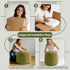 Sqodok Round Stuffed Pouf Ottoman for Foot Stools, 20"x 15" Corduroy Poufs Ottoman with Shredded Foam Filling, Washable Floor Poufs Foot Rest for Living Room Bedroom Home Decor and Office Chair