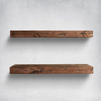Urbandi Rustic Distressed Floating Shelves, Set of 2, Handmade Out of Pine Wood, 3 Inch Thick, Made in USA (Provincial, 48Lx3Hx8D)