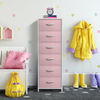 Sorbus Fabric Dresser for Kids Bedroom - Chest of 6 Drawers, Tall Storage Tower, Clothing Organizer, for Closet, for Playroom, for Nursery, Steel Frame, Fabric Bins - Wood Handle (Pink)