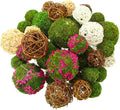 Yunsailing 36 Pcs Moss Decorative Balls for Centerpiece Bowls and Rattan Wicker Balls Handmade Moss Orbs Vase Filler for Garden Wedding Home Christmas Party Decoration(Elegant Colors)