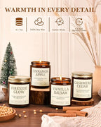 Scented Candles Gift Set for Women - 4 Pack Soy Candles for Home Scented, Long Lasting Winter Candle Set with Cashmere Cedar/Fireside Glow/Cinnamon Apple/Vanilla Balsam, Birthday Valentine's Day Gifts
