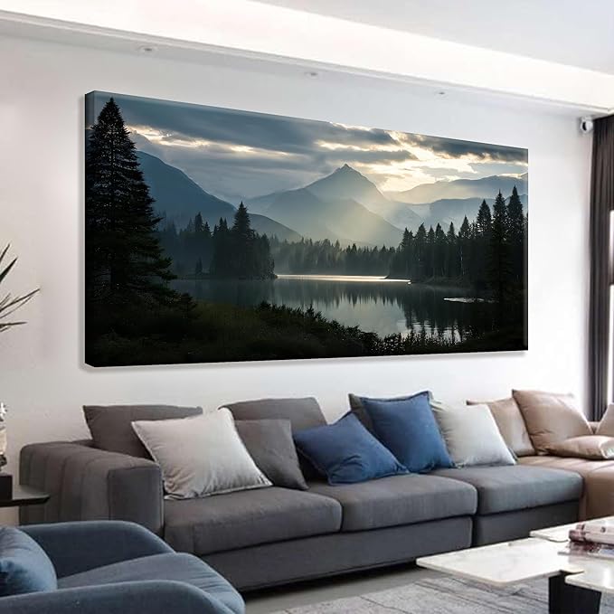Canvas Art Wall Decor For Living Room Wall Art For Bedroom Modern Office Wall Decorations Forest River Landscape Paintings Pictures Artwork Aesthetic 20x40 In