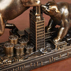 AETVRNI Bull and Bear Statue Wall Street Bull Statue - Ideal Stock Market Gift for Men Office Decoration Wall Street Bull Vs Bear Home Décor Stock Market,Bronze
