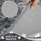 Yimobra Toilet Rugs U Shaped Washable, Extra Thick Soft Absorbent Chenille Contour Bathroom Rugs for Toilet 24x20 Inch, Quick Dry Non Slip Toilet Mat for Bath Floor, Silver