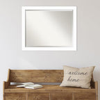 Amanti Art White Wall Mirror 25x31 Basic White Narrow Rectangle Bathroom Mirror for Wall Decor Living Room, Large Casual Wood Frame, Hangs Horizonally and Vertically, Bathroom Decor, Beveled Edge