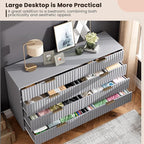 8 Drawer Dresser for Bedroom, Fluted 55 in Wide Modern Chest of Drawers with Deep Drawers, Long Large Double Dresser TV Stand, Wooden Dresser Organizer for Living Room, Hallway, Kids Room, Grey