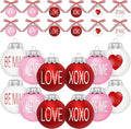 24PCS Ball Ornaments, 2.36 Inches Red Pink White Ball Shaped Ornaments, Cute Ball Hanging Baubles Decorations for Tree Love Day Wedding Christmas Party Supplies