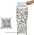 Vintage Metal Umbrella Holder Decorative Flower Design Square Umbrella Stands Entryway Organizer Bucket for Home/Office/Farmhouse - Holds Multiple Umbrellas, Walking Sticks & Canes (White)