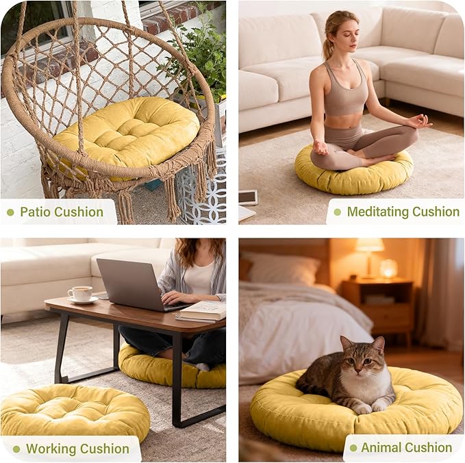 Tiita Outdoor Cushions Square Floor Pillow Thicken Tufted Seat Pad Large Floor Cushion for Yoga Meditation Living Room