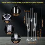 Clear 5 Arms Candlesticks Holder with Acrylic Shade for Wedding Table Decorations,26'' Tall Acrylic Candelabra Centerpieces for Candlelight Dinner Party Fireplace Gift Fit LED Candle（6 Pcs）
