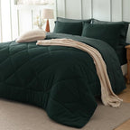 Bedsure Queen Comforter Set Emerald Green - 7 Pieces Reversible Bedding, Queen Size Bed Set for All Seasons, Bed in a Bag with Down Alternative Comforter, Sheets, Pillowcases & Shams